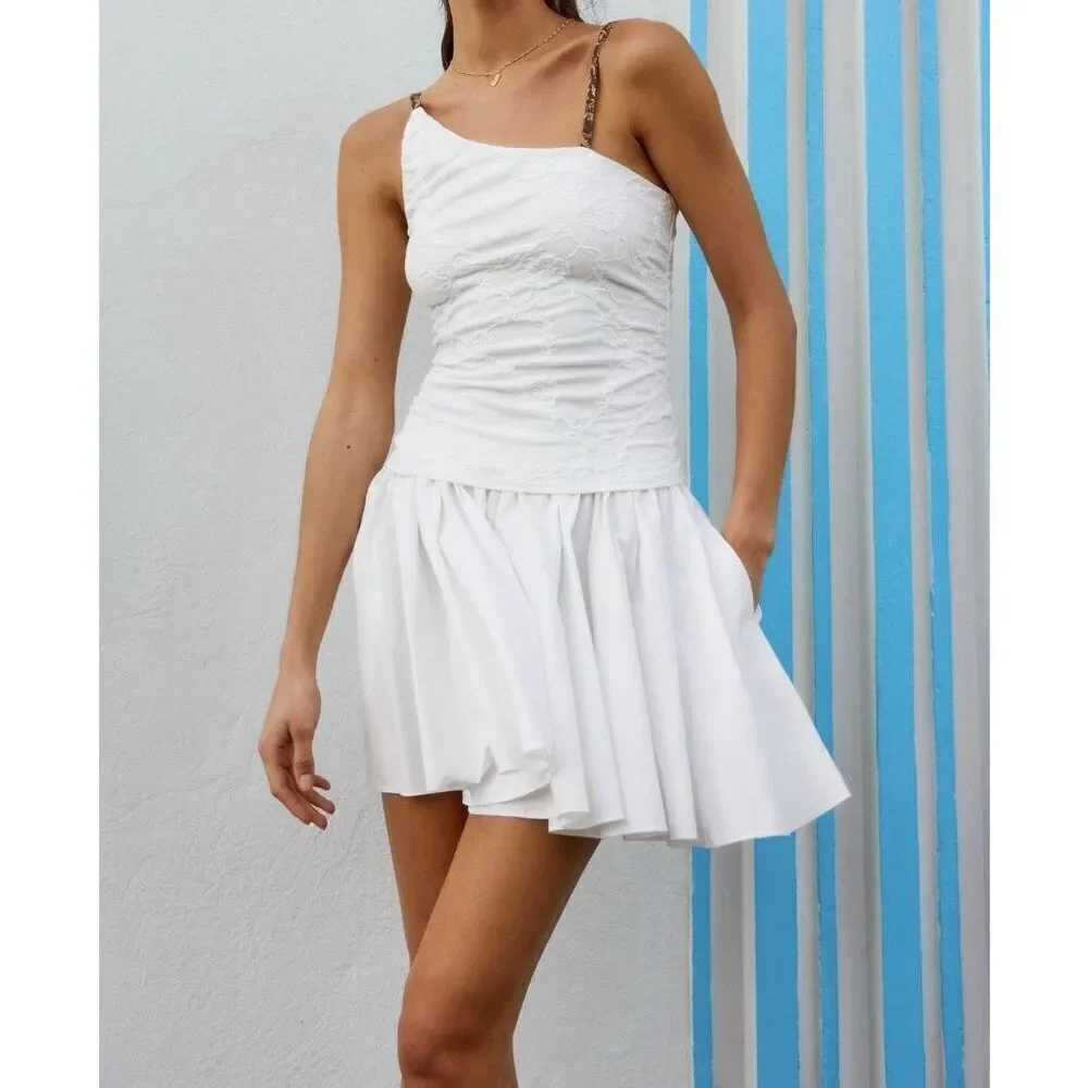 NEW Free People Gaia Pocket Skirt In Optic White Boho Summer Size S NWT